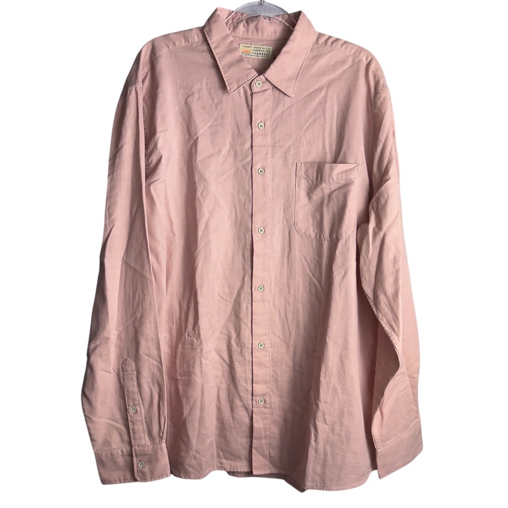 Faherty Mens XXL Sunwashed Chambray Long Sleeve Shirt Mauve NWT‎